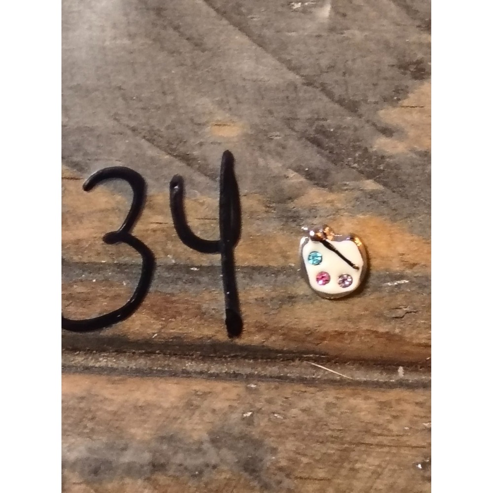 Origami Owl Artist Paint Palette Charm Floating Locket Multicolor Enamel pink